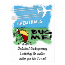 Plane spraying chemtrails on terrified insect postcard