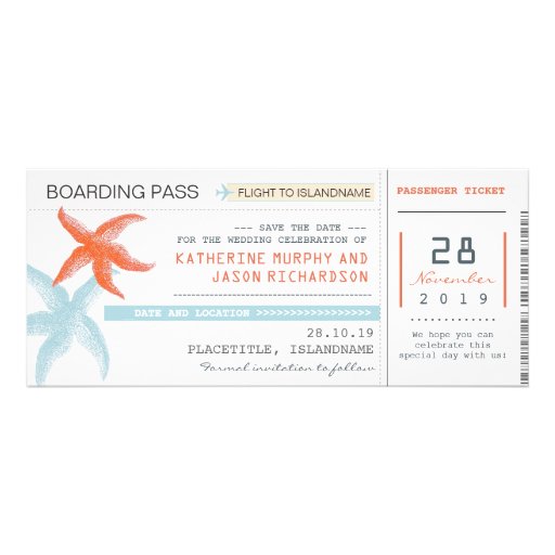 Plane Tickets Boarding Pass Save The Date Design 10 Cm X 24 Cm Invitation Card Zazzle