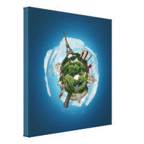 Planet Paris - Surreal Digital Art Gallery Wrapped Canvas