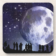 Planetarium Silhouettes Moon Stars Astronomy Coaster
