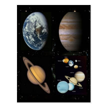 Planets solar system collage postcard