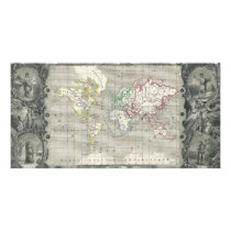Planisphere 1847 Victor Levasseur Map of the World Photo Card Template
