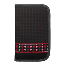 Planner, Cute Black, Red, Pink Heart Pattern