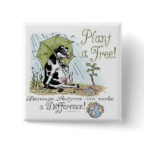 Plant a Tree Earth Day Cow Gear Pinback Buttons