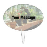 Plants in Greenhouse Oval Cake Toppers