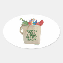 Plastic Bags Oval Stickers