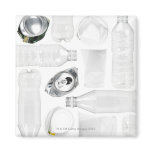 Plastic bottles, cups and alluminum cans shot on magnets