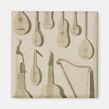 Plate III: Ancient and modern stringed and plucked Refrigerator Magnets