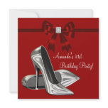 Platinum High Heels Womans Red 21st Birthday invitations