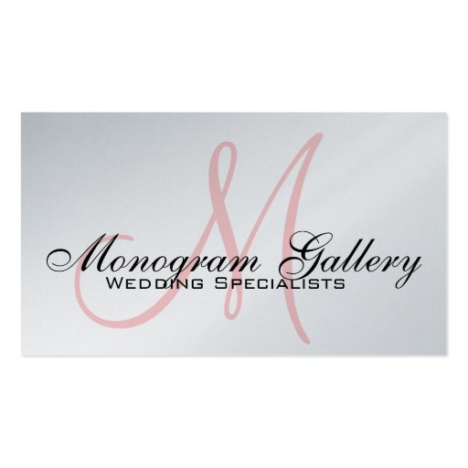 Platinum Pink Black Monogram Business Card
