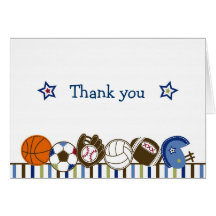 Play Ball Sports Thank You Note Cards