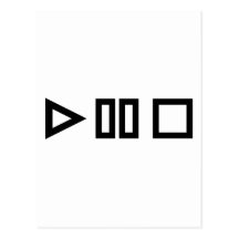Play pause stop post cards