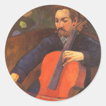 Player Schneklud Portrait, Gauguin, Vintage Art Round Sticker