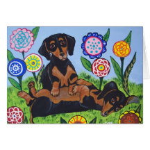 Playful Dachshunds Greeting Card