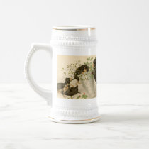 Playful daschunds with holly berry and vase mugs