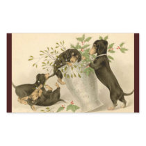 Playful daschunds with holly berry and vase stickers