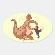 Playful Dinosaur + Child art by Sushobhan Sengupta Stickers
