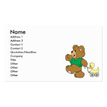 playful teddy bear with toy ducky business card templates