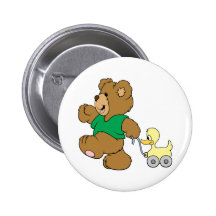 playful teddy bear with toy ducky buttons