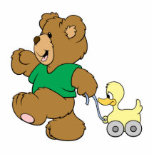 playful teddy bear with toy ducky photo cut outs