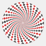 Playing Card Suits Spiral: Round Sticker