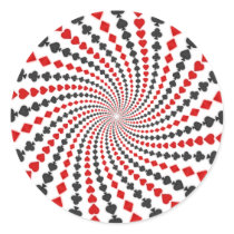 Playing Card Suits Spiral: Round Sticker