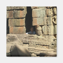 Playing in the Ruins ... Ta Prohm, Cambodia Magnets