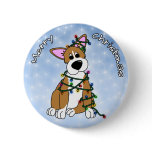 Playing in the Xmas Tree Corgi buttons