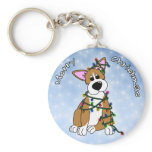Playing in the Xmas Tree Corgi Keychain 1