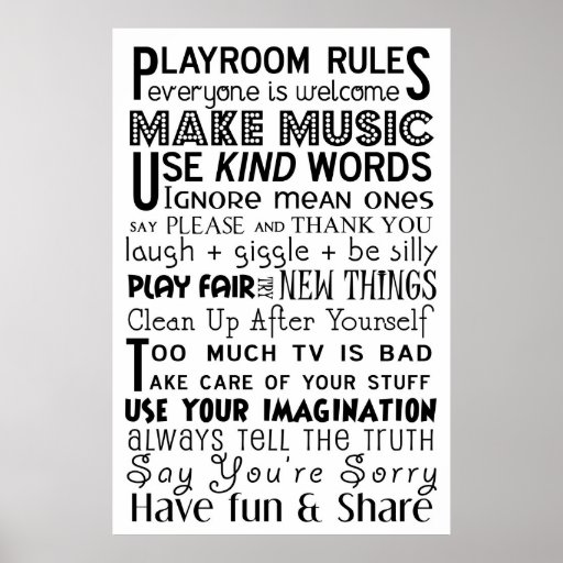 Playroom Rules Posters