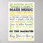 Playroom Rules Subway Art Poster