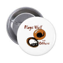 Plays Well/ Tuba Pinback Button