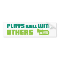 Plays Well with Others - Tuba Bumper Sticker
