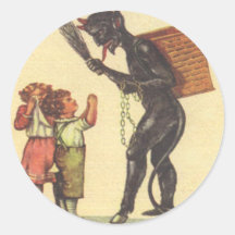 Pleading With Krampus Round Sticker