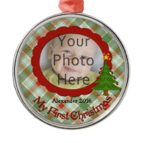 Pleasant Plaid Baby's First Christmas Ornament