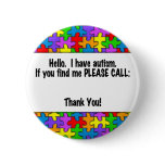 Please Call Autism ID Tag Buttons