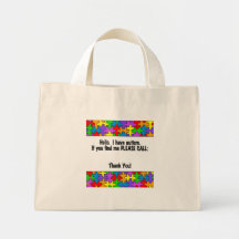 Please Call Autism ID Tag Canvas Bags