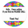 Please Call Autism ID Tag Stickers