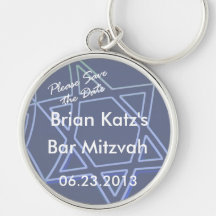 Please Save the Date Star of David Round Keychain