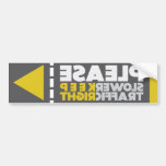 PLEASE Slower Traffic Keep Right Mirrored Sticker Bumper Sticker