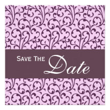 Plum and Lilac Swirl Monogram Wedding Invitation
