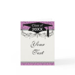 plum and purple intricate swirl damask graduation card