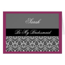 plum black & grey damask card