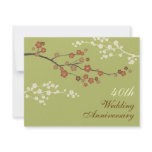 Plum Blossom Anniversary Party Invitation L-Green