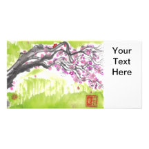 Plum Blossom in Green Photo Card