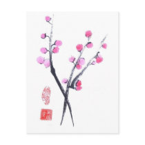 Plum Blossom Puffs in White Postcard