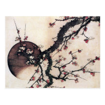 Plum Blossoms and the Moon, Hokusai Postcard