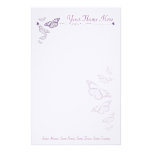 Plum Butterfly Personalised Note Paper Stationery Design