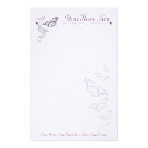 Plum Butterfly Personalised Note Paper Stationery Design
