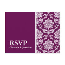 Plum Damask RSVP Postcard